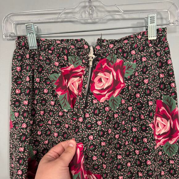 Vintage Handmade Rose Floral Skirt w/ Ruffle Hem Approx Women's Size XS / 24" W - Picture 6 of 7